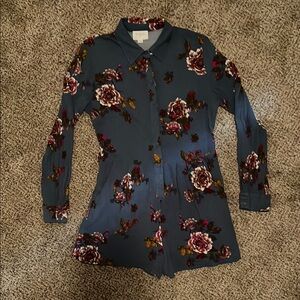 Everly Floral Long Sleeve Button-Up Romper